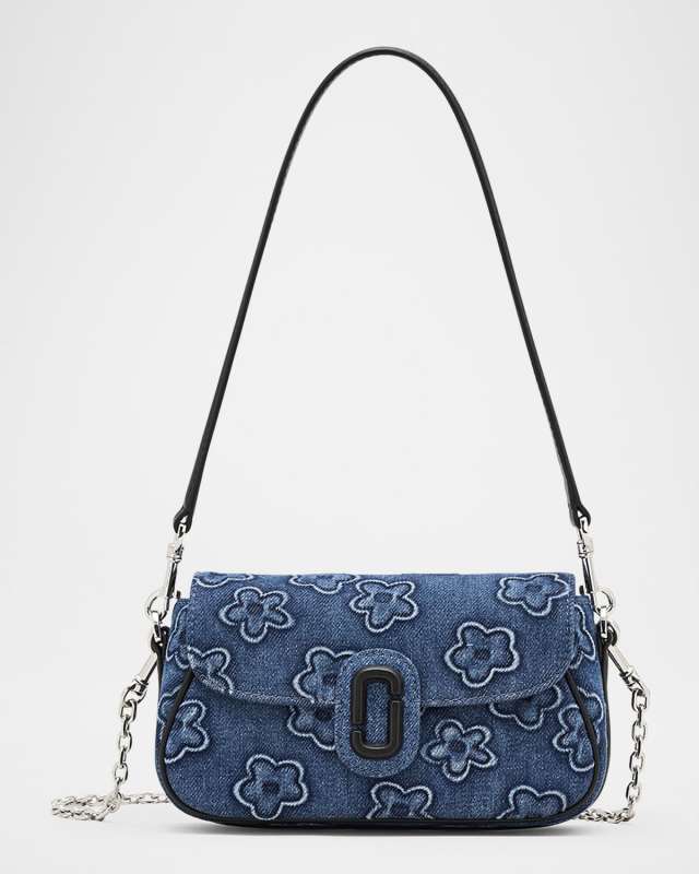 Puffy Daisy Shoulder Bag in Denim